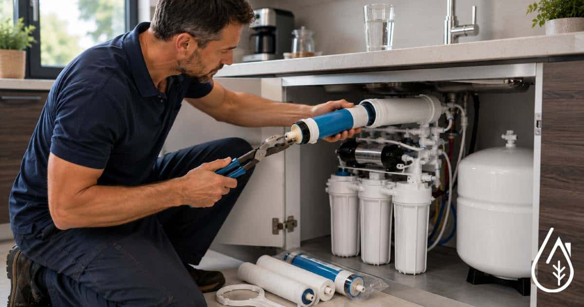 Remplacement de la membrane d'osmose sous évier par un plombier - Boutique Diproclean Comment changer la membrane d’un osmoseur domestique ?