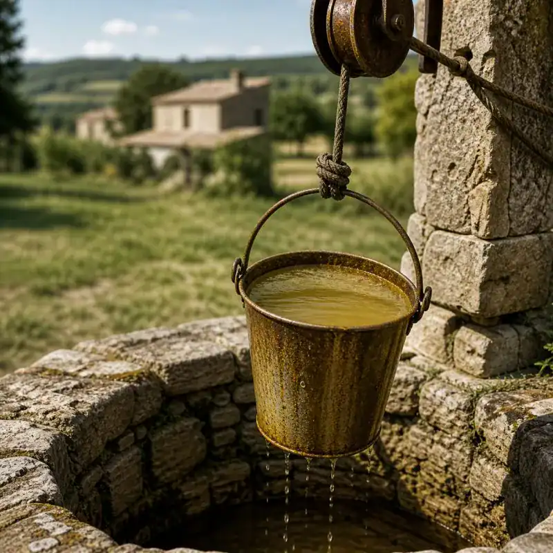 Eau de puits ou forage avec forte charge min&eacute;rale