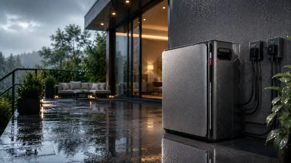 EcoFlow STREAM Ultra X installée dans un jardin pour autoconsommation solaire