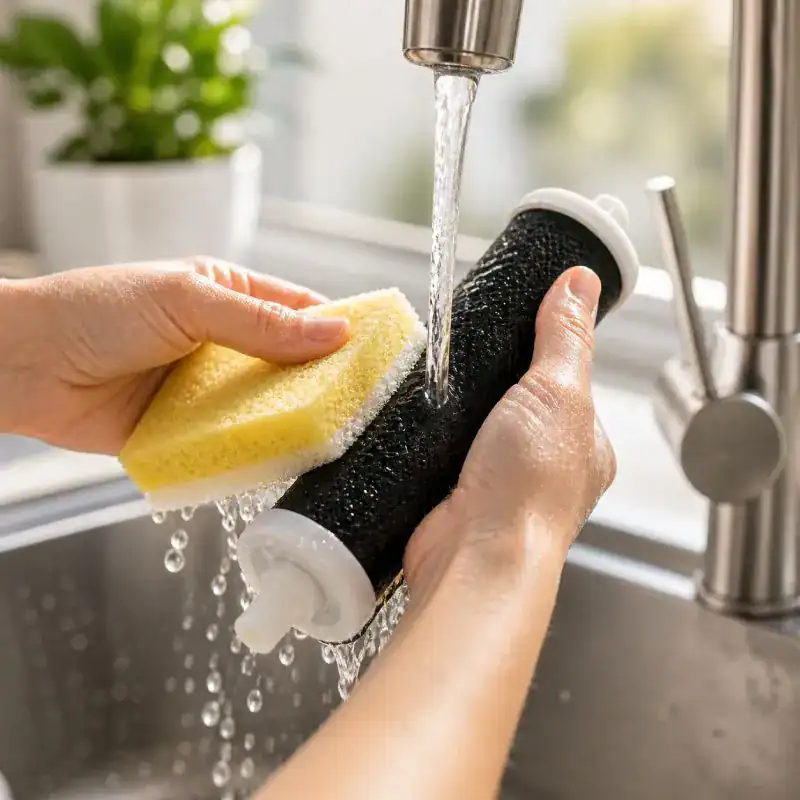 Entretien des cartouches charbon actif sans savon