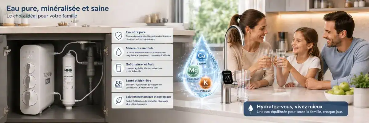 Eau osmos&eacute;e remin&eacute;ralis&eacute;e avec Waterdrop G3P600 et cartouche MNR35