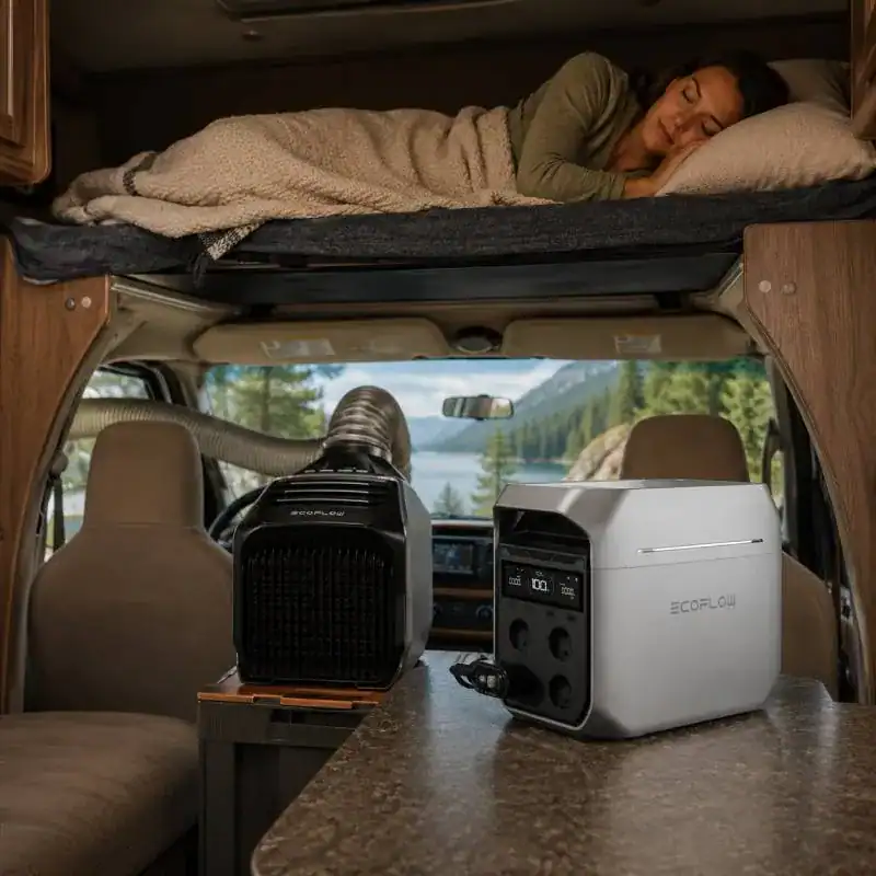 Station &eacute;lectrique portable EcoFlow DELTA 3 Plus avec g&eacute;n&eacute;rateur et accessoires pour camping et outdoor.