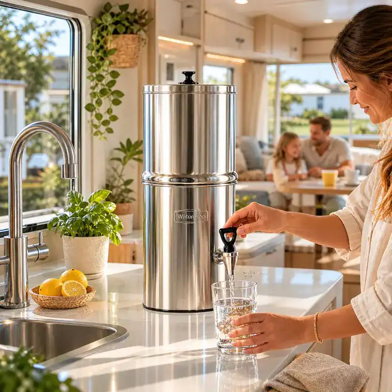 Syst&egrave;me de filtration d'eau Waterdrop 8,5 litres, sans support, id&eacute;al pour une eau pure et saine &agrave; la maison ou au bureau. Facile &agrave; utiliser et &agrave; entretenir.