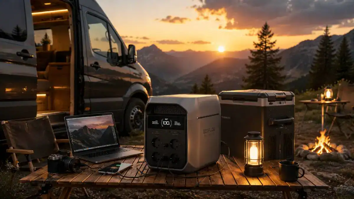 EcoFlow DELTA 3 Plus utilis&eacute;e en camping-car et autonomie ext&eacute;rieure