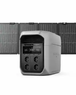 Énergie portable avec panneau solaire EcoFlow DELTA 3 Max, capacité de 2048 Wh, idéal pour l'autonomie en déplacement.