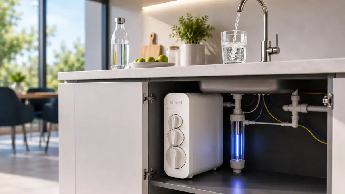 Filtre à eau sous évier avec système de purification - Boutique Diproclean Filtre à eau sous évier avec système de purification, idéal pour une eau propre et saine dans la cuisine.