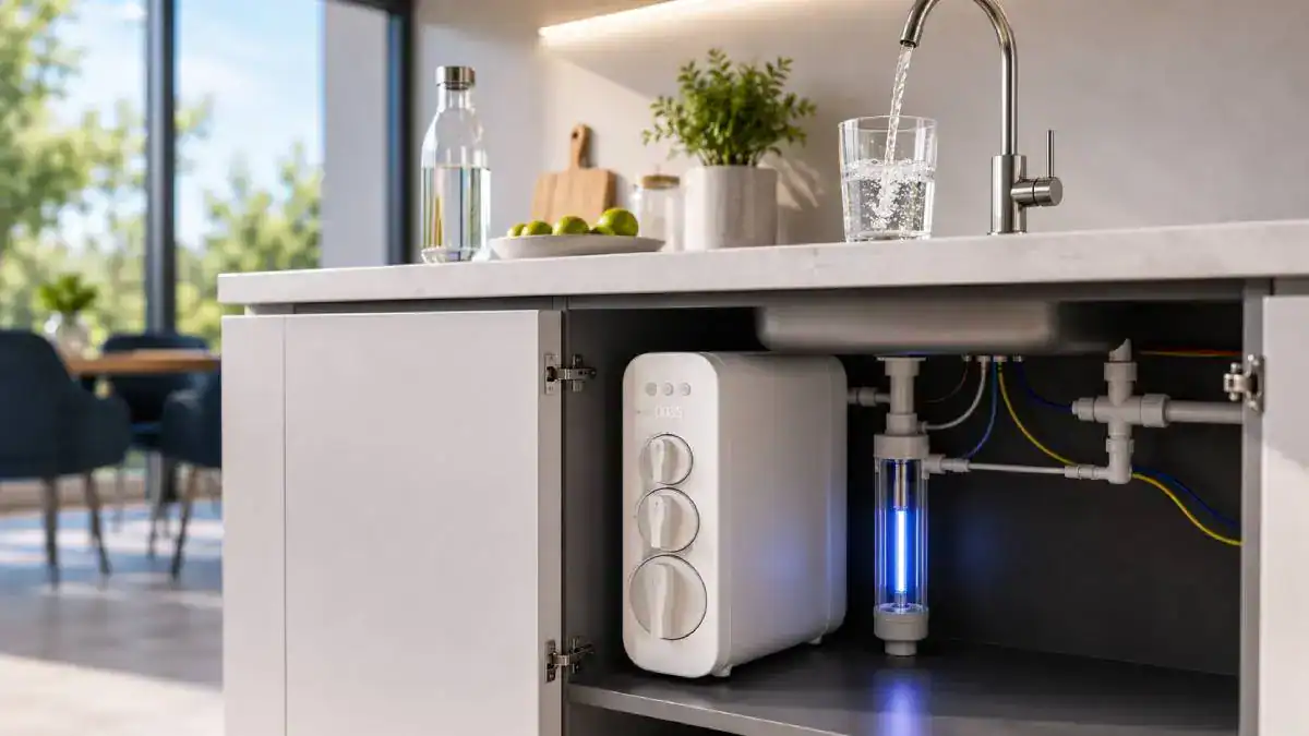 Waterdrop G3P800 install&eacute; sous &eacute;vier avec UV-C Led
