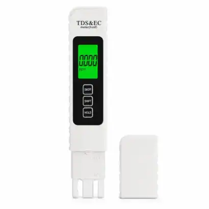 Compteur TDS et EC pour tester la qualit&eacute; de l'eau potable, id&eacute;al pour les professionnels et particuliers soucieux de la puret&eacute; de leur eau. Facile &agrave; utiliser, pr&eacute;cis et portable pour un contr&ocirc;le rapi.