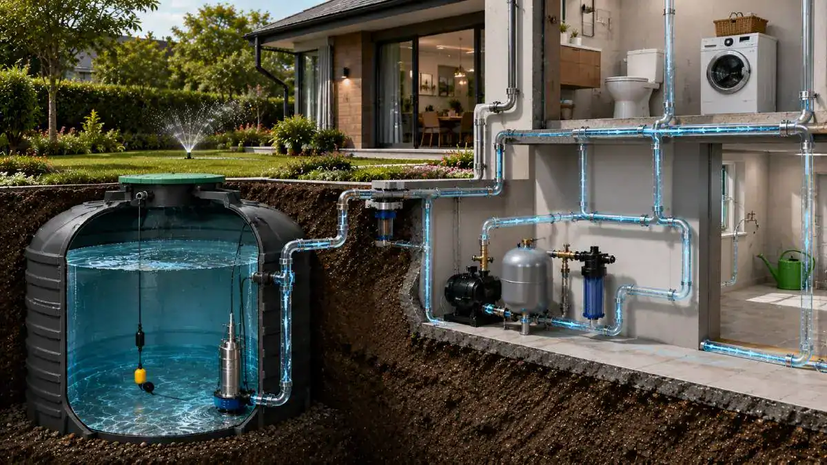 Automatisation d'une pompe pour r&eacute;cup&eacute;ration d'eau de pluie avec cuve enterr&eacute;e
