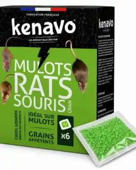 Bloc app&acirc;t pour rats et souris Kenavo, grain vert, efficace contre les rongeurs, 240 g, id&eacute;al pour int&eacute;rieur et ext&eacute;rieur.