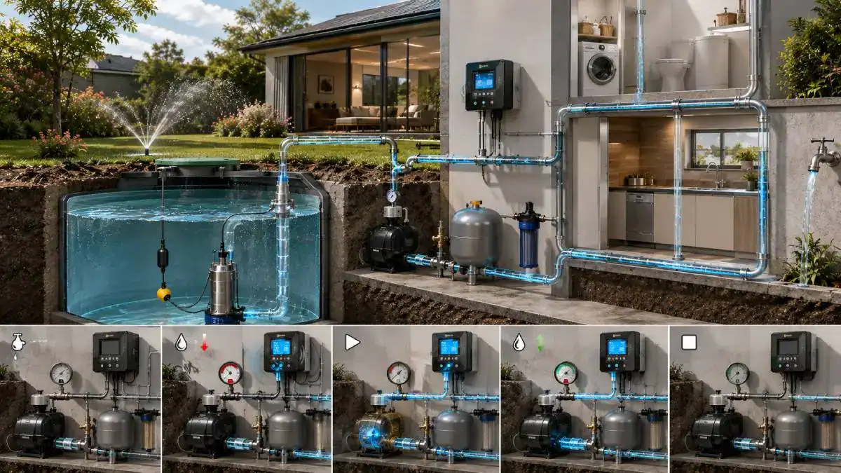 Sch&eacute;ma du cycle d'automatisation d'une pompe &agrave; eau