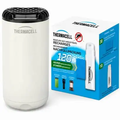 Dispositif Thermacell E55 pour repousser les moustiques, rechargeable, avec recharge de 40H, efficace jusqu'&agrave; 29 m&sup2;, id&eacute;al pour l'ext&eacute;rieur.