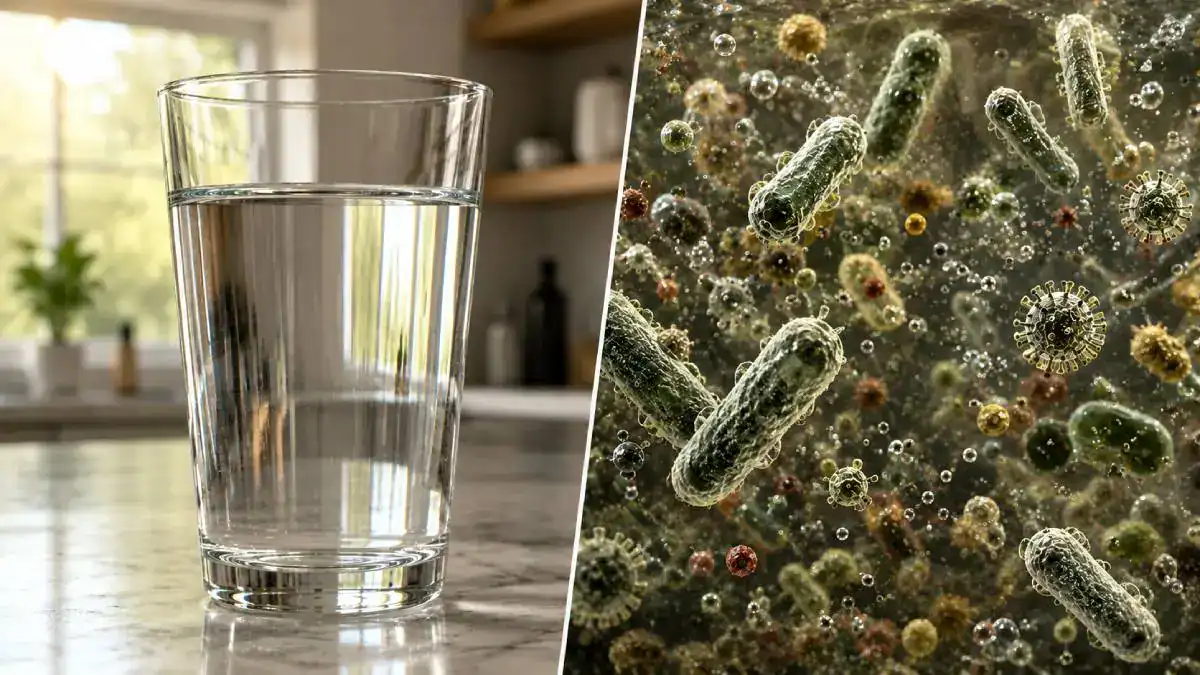 Pr&eacute;sence de bact&eacute;ries dans une eau claire dans la maison