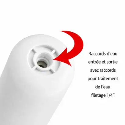Cartouche de filtration pour traitement d'eau avec raccords d'entr&eacute;e et sortie 1/4".