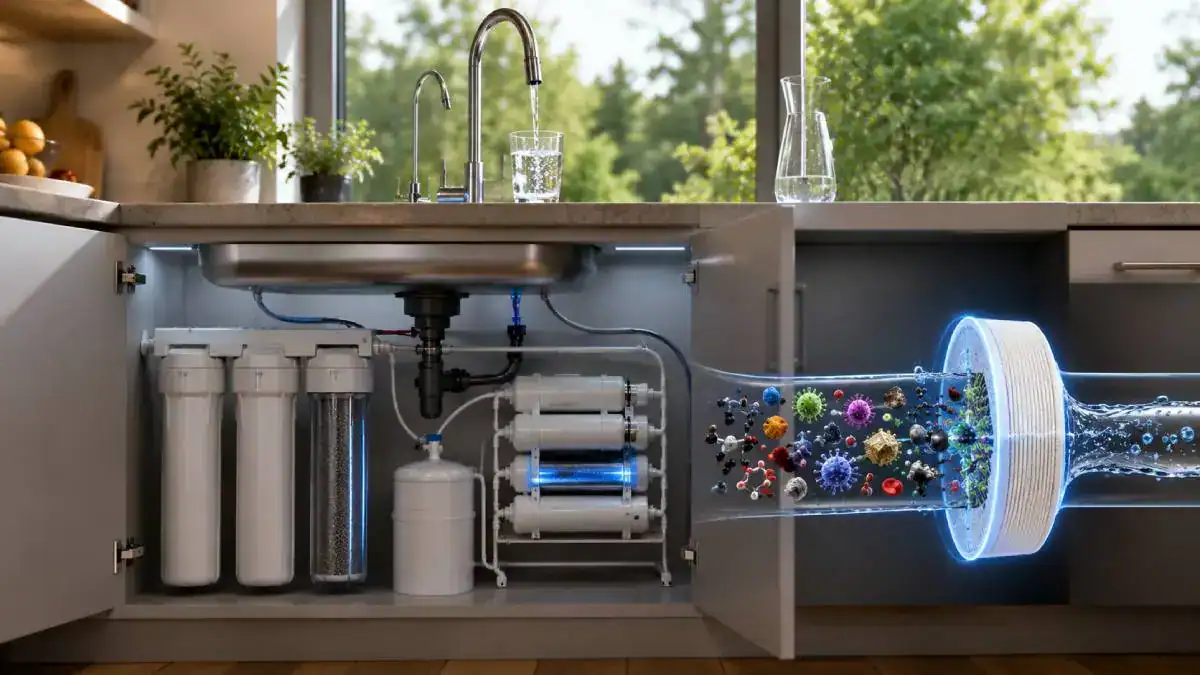 Osmoseur inverse sous &eacute;vier pour purification avanc&eacute;e eau de pluie