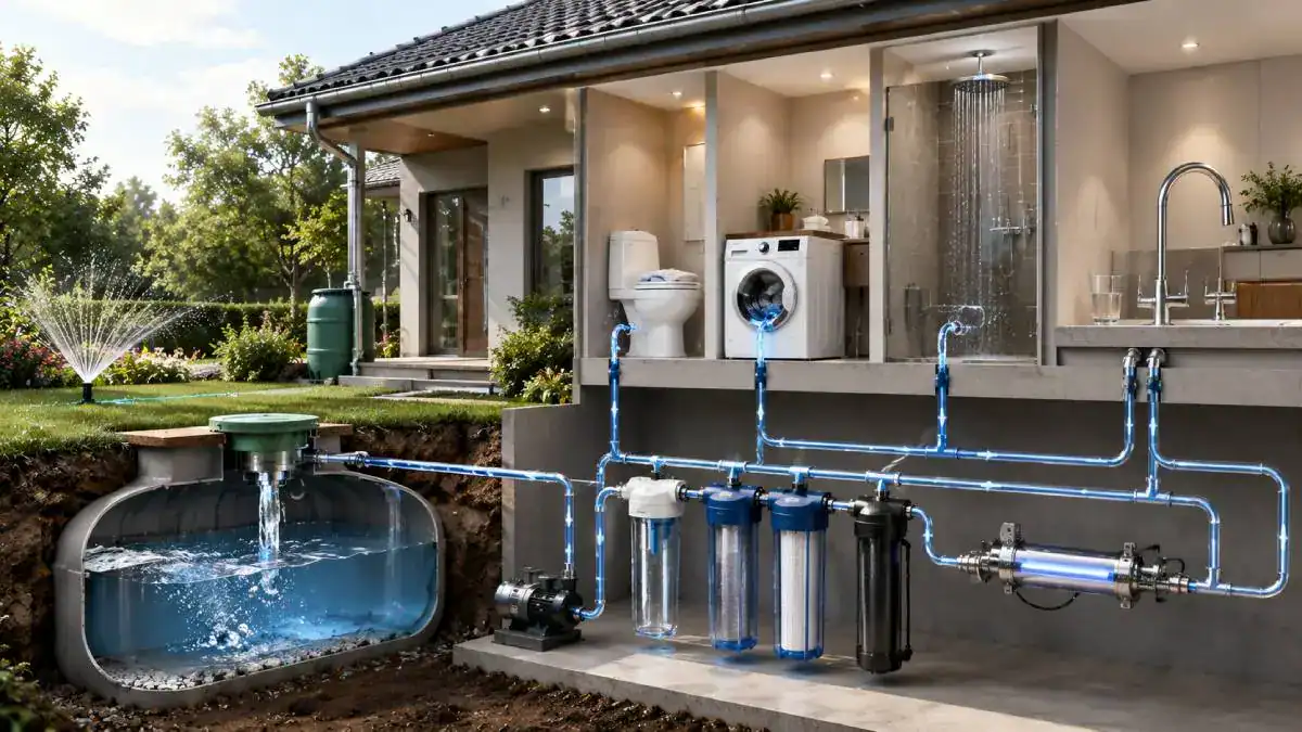 Choisir une filtration d'eau de pluie selon usage jardin WC lave-linge maison compl&egrave;te