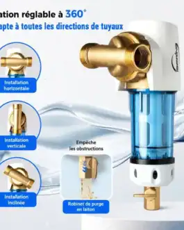 filtre auto-nettoyant avec tamis 50 microns et tête pivotante.