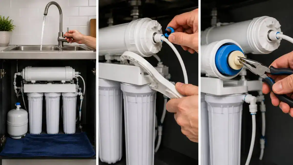 Fermer l&rsquo;arriv&eacute;e d&rsquo;eau avant de changer la membrane d&rsquo;un osmoseur