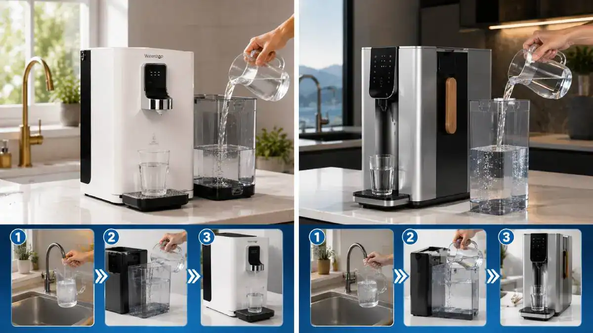 Comparaison de l'installation des osmoseurs Waterdrop K19 et Langwater TheWell 2