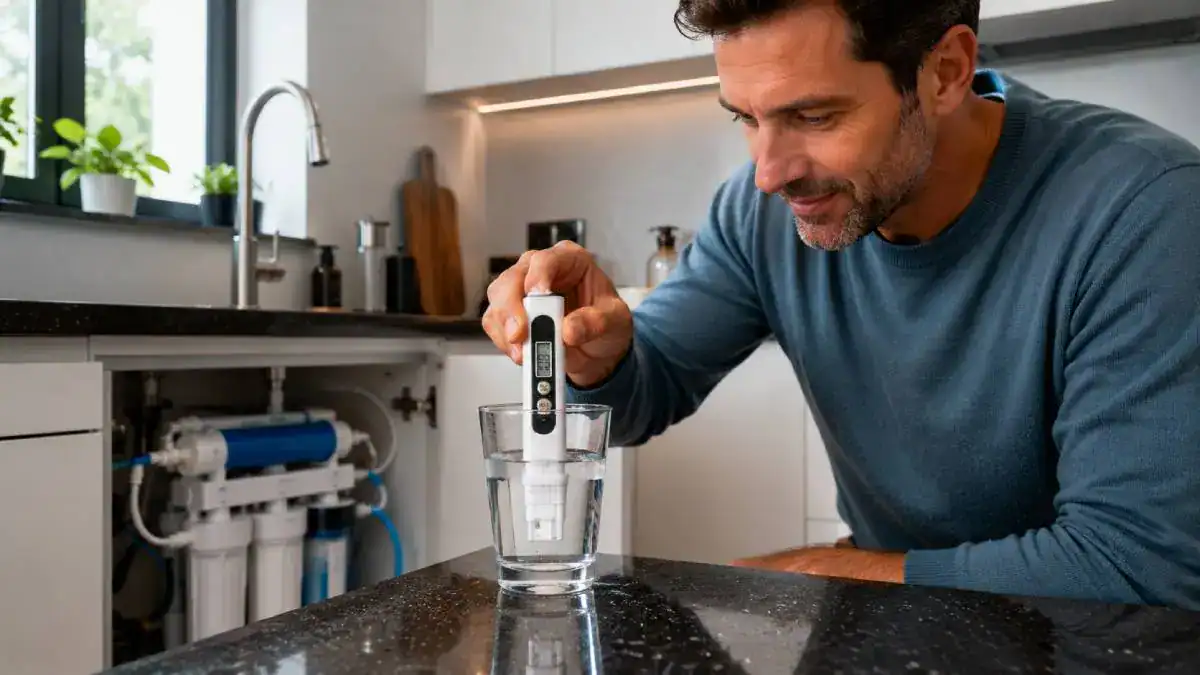 Mesure du TDS de l'eau osmos&eacute;e avec un testeur &eacute;lectronique