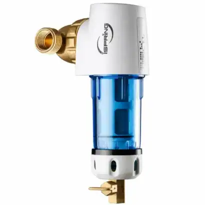 Filtre pr&eacute;-filtre iSpring auto-nettoyant r&eacute;utilisable, 50 microns, 360&deg;, pour purification d'eau.