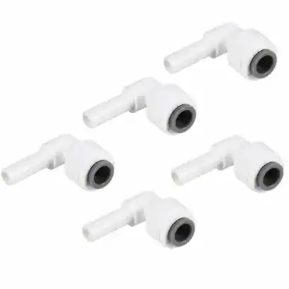 Lot de 5 jonctions raccords 1/4 pouce pour purificateur d'eau et osmoseur, en plastique blanc avec joint en caoutchouc noir.