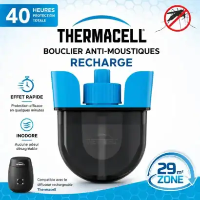 Dispositif rechargeable Thermacell pour la protection contre les moustiques jusqu'&agrave; 29 m&sup2;, avec recharge de 40H, id&eacute;al pour l'ext&eacute;rieur.