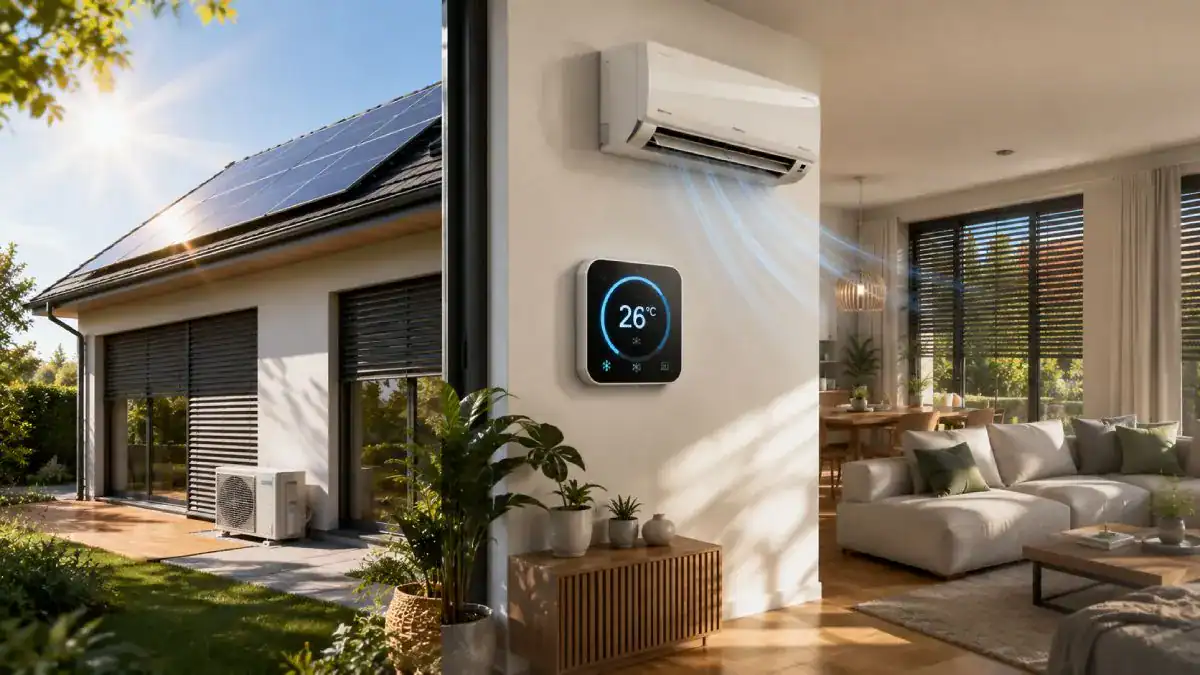 Installation correcte d'une climatisation maison avec unit&eacute; int&eacute;rieure et ext&eacute;rieure