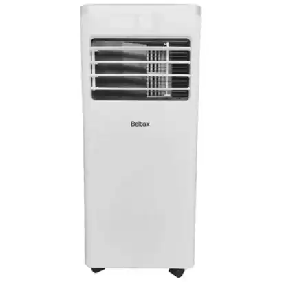 Climatiseur mobile blanc BeltaX 10000 BTU avec t&eacute;l&eacute;commande, id&eacute;al pour rafra&icirc;chir une pi&egrave;ce rapidement.
