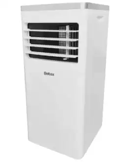 Climatiseur portable blanc BELTAX BAC1007 avec grille de ventilation horizontale, idéal pour rafraîchir les espaces domestiques ou professionnels.