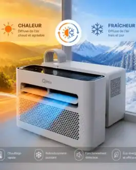Climatisation r&eacute;versible Qlima Qsplit Mini pour caravane et camping-car, 1,46 kW, 5000 BTU, avec fonctions de chauffage et refroidissement.