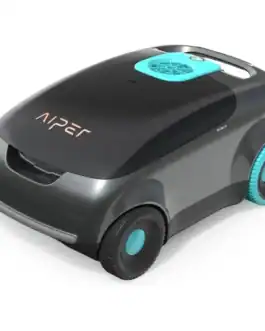 Aspirateur robot sans fil pour piscine hors sol, modèle AIPER Scuba E1, avec design compact et roues en bleu, idéal pour nettoyer jusqu'à 100㎡.