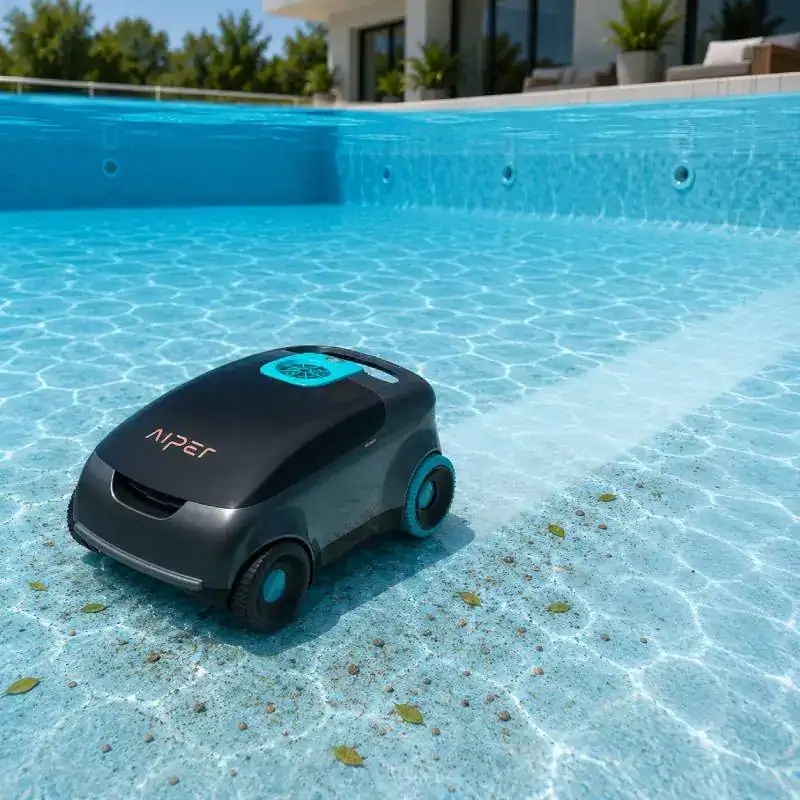 Robot piscine sans fil AIPER Scuba E1 nettoyant un fond plat
