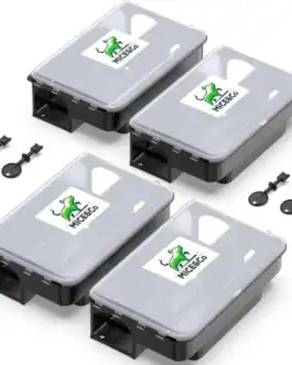 Set de 4 boîtes sécurisées pour appâts souris et rats avec accessoires pour usage intérieur et extérieur.