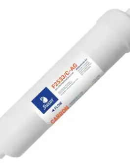 Filtre en ligne pour installations &agrave; osmose &ndash; charbon + AG &ndash; &Eacute;limine chlore, turbidit&eacute; et particules &ndash; bact&eacute;riostatique &ndash; 10 pouces 1/4 filet.