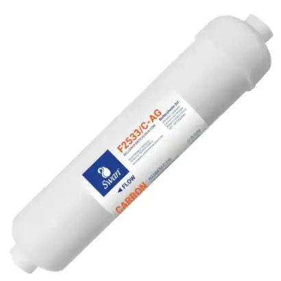 Filtre &agrave; charbon antibact&eacute;rien de 10 pouces avec filetage 1/4 pour purification d'eau, adapt&eacute; pour syst&egrave;mes de filtration domestiques et industriels.