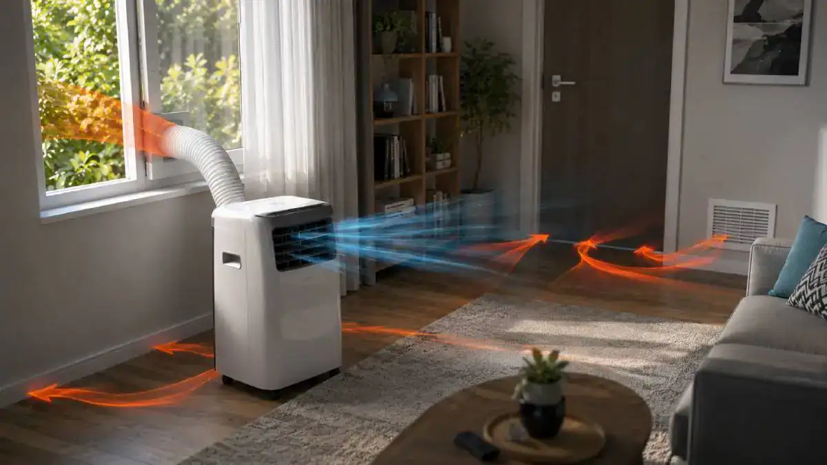 Climatiseur mobile dans un salon