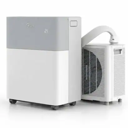Climatiseur mobile Midea PortaSplit 12000 BTU avec pompe &agrave; chaleur, id&eacute;al pour jusqu'&agrave; 42 m&sup2;, facile &agrave; d&eacute;placer et efficace pour le refroidissement et le chauffage.