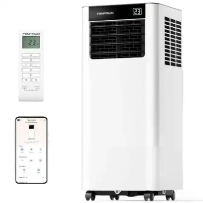 Climatiseur mobile 9000 BTU 3-en-1 avec t&eacute;l&eacute;commande et Wi-Fi, silencieux 47 dB, id&eacute;al pour rafra&icirc;chir votre espace int&eacute;rieur.