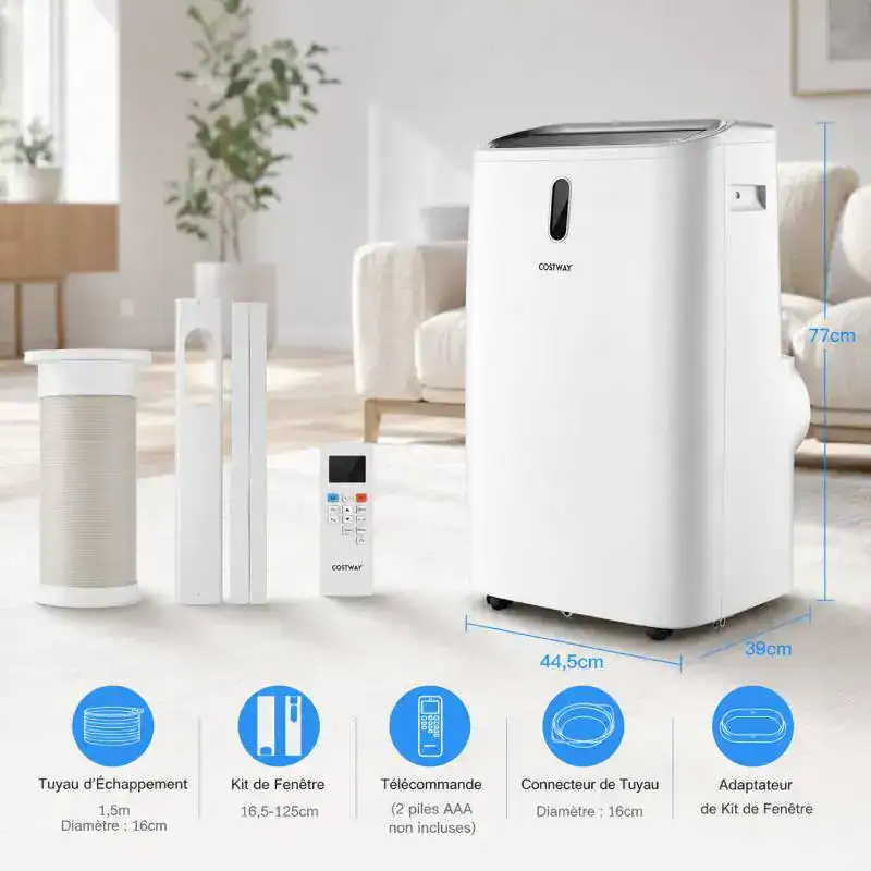 Climatiseur mobile Costway 16000 BTU avec t&eacute;l&eacute;commande et kit de fen&ecirc;tre
