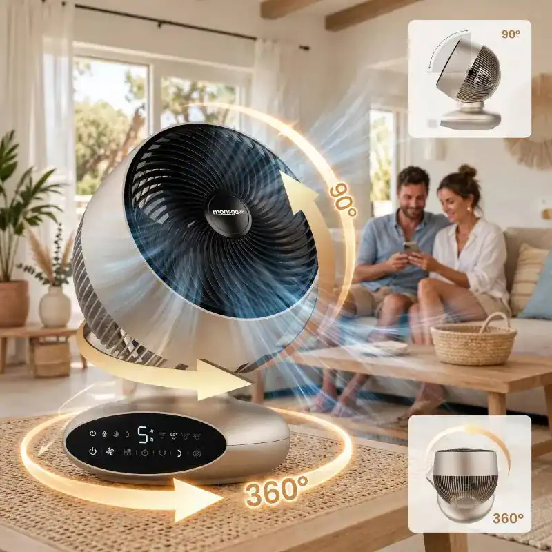 Oscillation 360 degr&eacute;s du ventilateur Monsga AC200