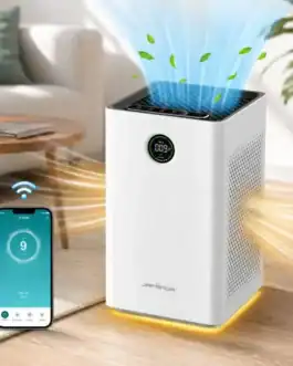 Purificateur d'air Wi-Fi Jafända® JF260s avec filtre HEPA H13 et charbon actif, connecté via WiFi pour une purification efficace de l'air intérieur.