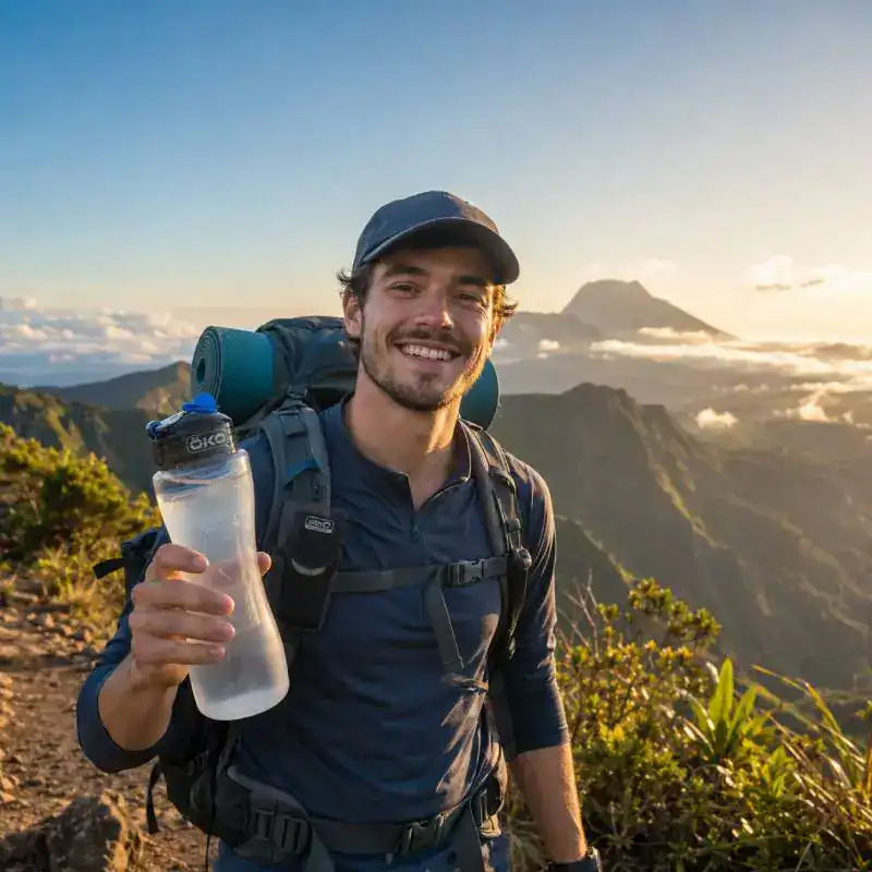 Bouteille filtrante OKO H2O 1 litre en utilisation