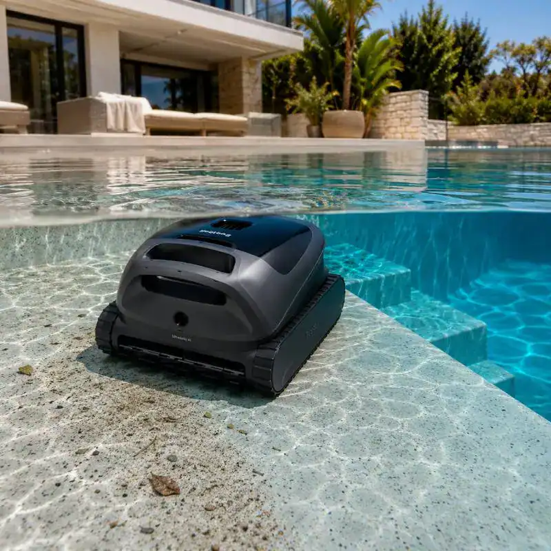 Robot piscine Beatbot Sora 30 nettoyant une plage immerg&eacute;e