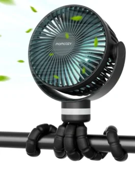 momcozy Ventilateur Poussette Portable 8000mAh, 27H, 4 Vitesses, 360° | Veilleuse, Détachable, Rechargeable USB, Voyage, Siège, Chambre, Bébé, Nouveau-né, Été, Silencieux, Puissant, Camping, Bureau.