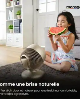 Ventilateur pliable AIRMATE silencieux avec télécommande, idéal pour une circulation d'air douce et naturelle dans la maison.