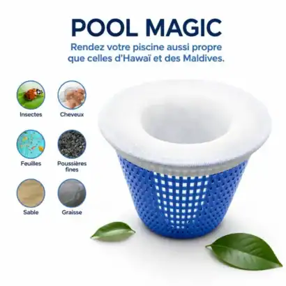 Filtre de piscine en nylon avec maillage ultra-fin pour &eacute;liminer insectes, cheveux, feuilles, poussi&egrave;res fines, sable et graisse.