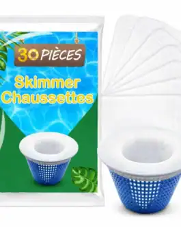 Paquet de 30 chaussettes Skimmer pour piscine en nylon élastique avec maillage ultra-fin, idéal pour filtrer les débris dans la piscine.