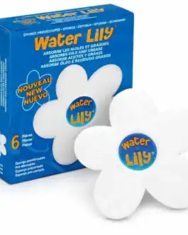 Groupe de 6 &eacute;ponges Water Lily en forme de fleur, absorbant huiles et graisses pour piscine, protection de la ligne d'eau.