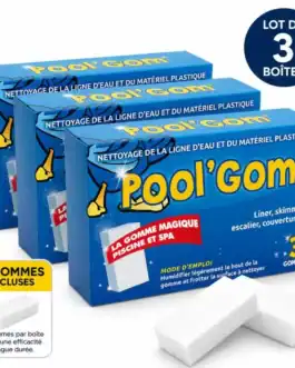 Lot de 3 gommes Pool'Gom pour nettoyage de la ligne d'eau de piscine, spa et &eacute;quipements plastiques, avec 9 gommes inclus pour une efficacit&eacute; prolong&eacute;e.